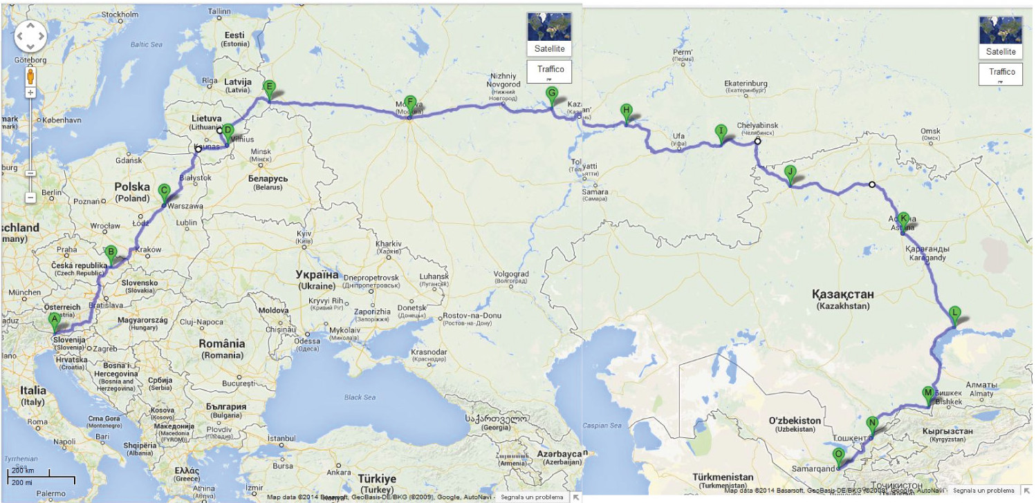 Cartina del viaggio