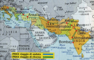 Cartina del viaggio in India del 1975